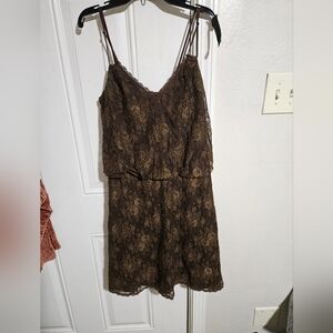 Laundry By Shelli Segal 90s Brown Lace Vintage Dress 2